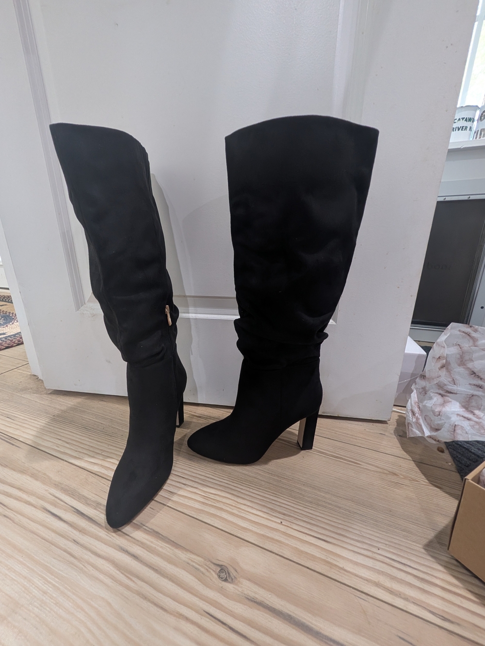 Jessica Simpson NWT Black Slouch Knee High Heeled Boots Size 8.5 - Picture 4 of 11